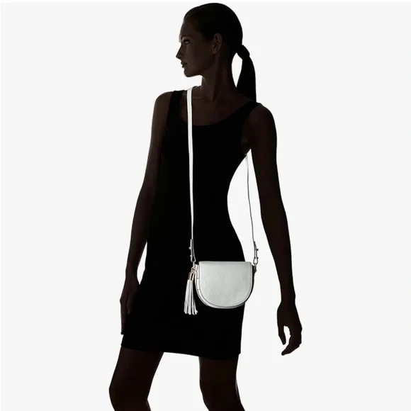 MILLY NEW Leather Astor Small Crossbody Bag in Light Blue/Gray - Picture 3 of 8